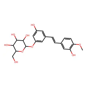 3,3',5-Trihydroxy-4'-methoxystilbene 3-O-beta-D-glucoside structure