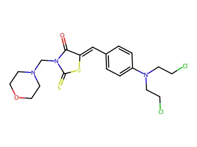 5-(4-(bis(2-chloroethyl)amino)benzylidene)-3-(morpholin-4-yl structure