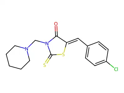 5-[(4-chlorophenyl)methylidene]-3-(piperidin-1-ylmethyl)-2-sulfanylidene-1,3-thiazolidin-4-one structure