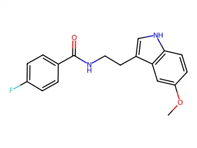 4-fluoro-N-[2-(5-methoxy-1H-indol-3-yl)ethyl]benzamide structure