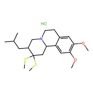 2H-Benzo(a)quinolizine, 1,3,4,6,7,11b-hexahydro-9,10-dimethoxy-2,2-dimethylthio-3-(2-methylpropyl)-, hydrochloride structure