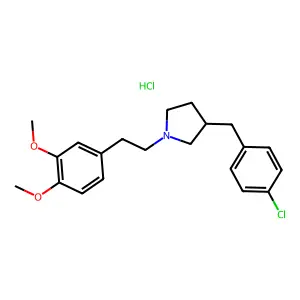 Pyrrolidine, 3-(p-chlorobenzyl)-1-(3,4-dimethoxyphenethyl)-, hydrochloride structure