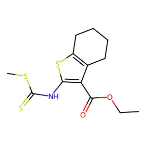 ethyl 2-{[(methylthio)carbonothioyl]amino}-4,5,6,7-tetrahydro-1-benzothiophene-3-carboxylate structure