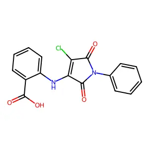 2-[(4-chloro-2,5-dioxo-1-phenyl-2,5-dihydro-1H-pyrrol-3-yl)amino]benzoic acid structure