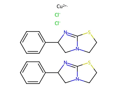 Copper, dichlorobis(2,3,5,6-tetrahydro-6-phenylimidazo(2,1-b)thiazole-N(sup 7)-, (T-4-(S),(S))- structure