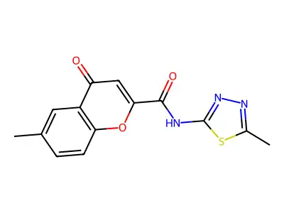 6-methyl-N-(5-methyl-1,3,4-thiadiazol-2-yl)-4-oxo-4H-chromene-2-carboxamide structure