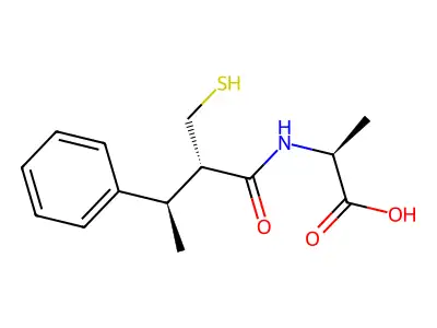 N-(2-(Mercaptomethyl)-3-Phenylbutanoyl)-L-Alanine structure