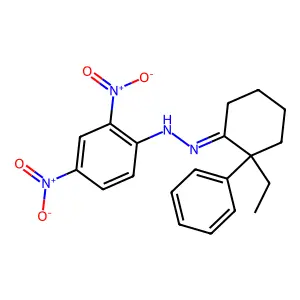 N-[(2-ethyl-2-phenylcyclohexylidene)amino]-2,4-dinitroaniline structure