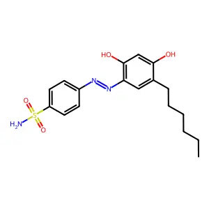 4-[(5-Hexyl-2,4-dihydroxyphenyl)diazenyl]benzenesulfonamide structure