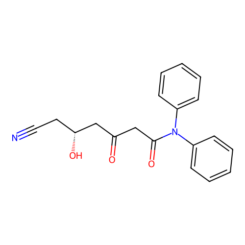 (R)-6-cyano-5-hydroxy-3-oxo-N,N-diphenylhexanamide structure