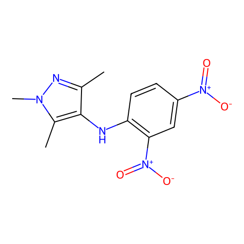N-(2,4-dinitrophenyl)-1,3,5-trimethyl-1H-pyrazol-4-amine structure