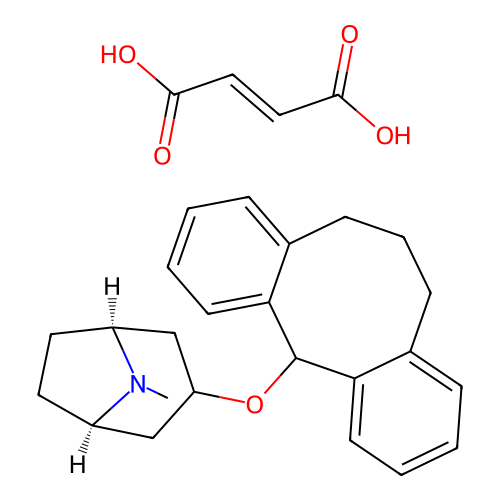 3-alpha-((5,6,7,12-Tetrahydrodibenzo(a,d)cycloocten-2-yl)oxy)tropane fumarate structure