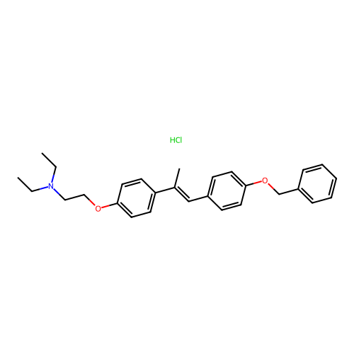 2-(p-(p-(Benzyloxy)-beta-methylstyryl)phenoxy)triethylamine hydrochloride structure