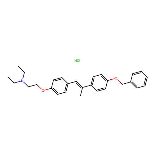 2-(p-(p-(Benzyloxy)-alpha-methylstyryl)phenoxy)triethylamine hydrochloride structure