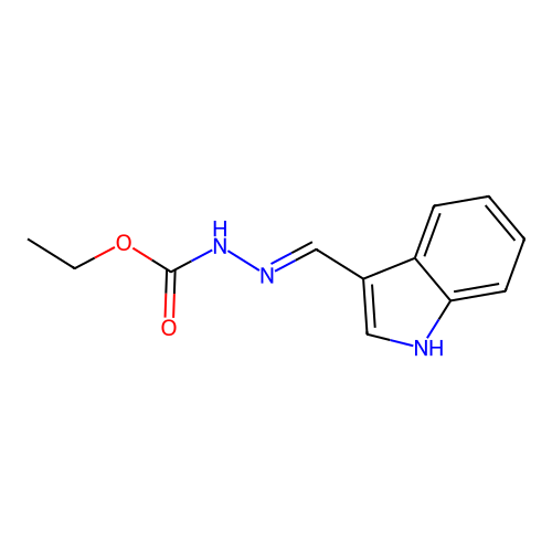 Ethyl hydrogen [(1H-indol-3-yl)methylidene]carbonohydrazonate structure
