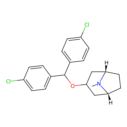 (3-endo)-3-[Bis(4-chlorophenyl)methoxy]-8-methyl-8-azabicyclo[3.2.1]octane structure