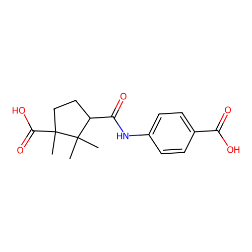 4-{[(3-Carboxy-2,2,3-trimethylcyclopentyl)carbonyl]amino}benzoic acid structure