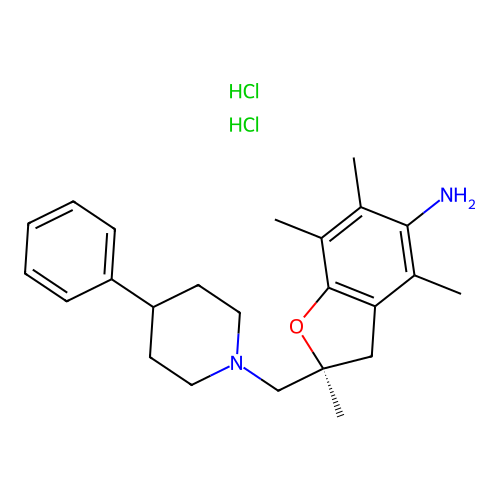 (2S)-2,4,6,7-tetramethyl-2-[(4-phenyl-1-piperidyl)methyl]-3H-benzofuran-5-amine Dihydrochloride structure