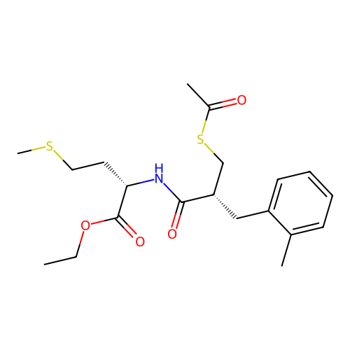Ethyl ((R)-3-(acetylthio)-2-(2-methylbenzyl)propanoyl)-L-methioninate structure