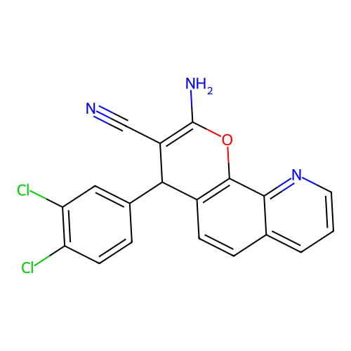 2-amino-4-(3,4-dichlorophenyl)-4H-pyrano[3,2-h]quinoline-3-carbonitrile structure