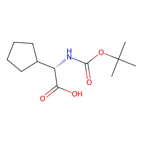 (2S)-2-{[(tert-butoxy)carbonyl]amino}-2-cyclopentylacetic acid structure