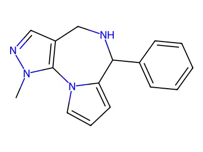 1,4,5,6-Tetrahydro-1-methyl-6-phenylpyrazolo(4,3-f)pyrrolo(1,2-a)(1,4)diazepine structure