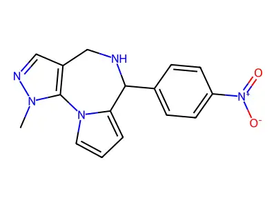 5,6-Dihydro-6-(4-nitrophenyl)-1-methyl-1H,4H-pyrazolo(4,3-f)pyrrolo(1,2-a)(1,4)diazepine structure