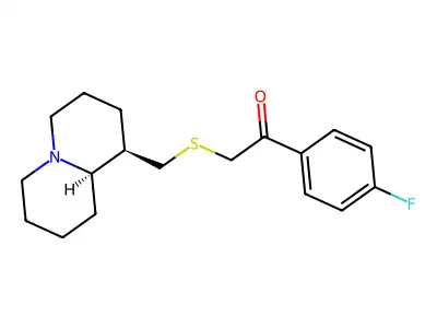 Ethanone, 1-(4-fluorophenyl)-2-(((octahydro-2H-quinolizin-1-yl)methyl)thio)-, (1R-trans)- structure