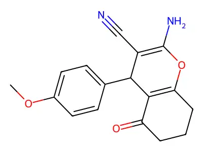 2-amino-4-(4-methoxyphenyl)-5-oxo-5,6,7,8-tetrahydro-4H-chromene-3-carbonitrile structure
