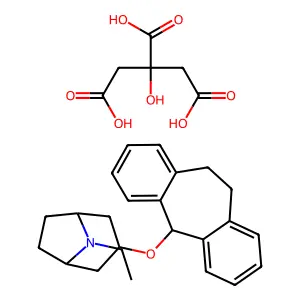 3-alpha-((10,11-Dihydro-5H-dibenzo(a,d)cyclohepten-5-yl)oxy)-8-ethylnortropane citrate structure