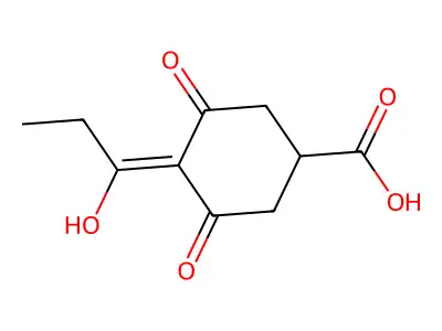 3-羟基-5-氧代-4-丙酰基环己-3-烯甲酸 structure