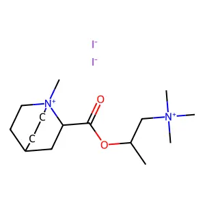1-methyl-2-({[1-(trimethylammonio)propan-2-yl]oxy}carbonyl)-1-azoniabicyclo[2.2.2]octane diiodide structure