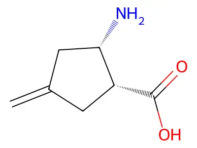 (1S,2R)-2-amino-4-methylidenecyclopentane-1-carboxylic acid structure