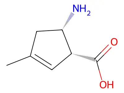 (1R,5S)-5-amino-3-methylcyclopent-2-ene-1-carboxylic acid structure