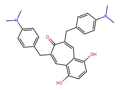 6,8-Bis(4-(dimethylamino)benzyl)-1,4-dihydroxy-7H-benzo(a)cyclohepten-7-one structure