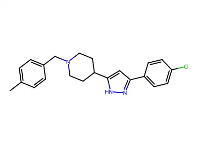 4-[5-(4-chlorophenyl)-1H-pyrazol-3-yl]-1-(4-methylbenzyl)piperidine structure