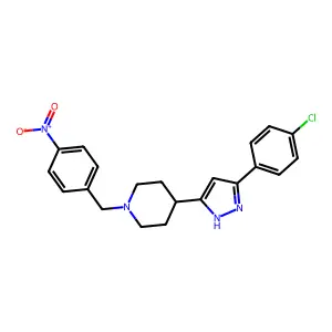 4-[5-(4-chlorophenyl)-1H-pyrazol-3-yl]-1-[(4-nitrophenyl)methyl]piperidine structure