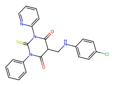 4,6(1H,5H)-Pyrimidinedione, dihydro-5-(((4-chlorophenyl)amino)methyl)-1-phenyl-3-(2-pyridinyl)-2-thioxo- structure