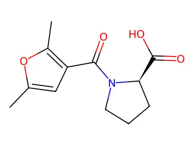 (2,5-Dimethylfuran-3-carbonyl)-D-proline structure