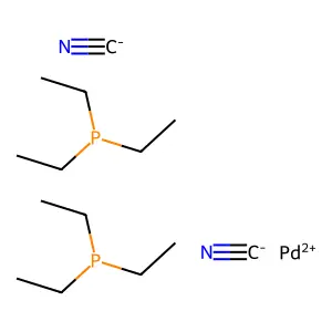 trans-Dicyanobis(triethylphosphine)palladium structure