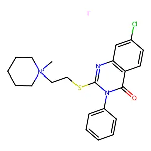 Piperidinium, 1-(2-((7-chloro-3,4-dihydro-4-oxo-3-phenyl-2-quinazolinyl)thio)ethyl)-1-methyl-,iodide structure