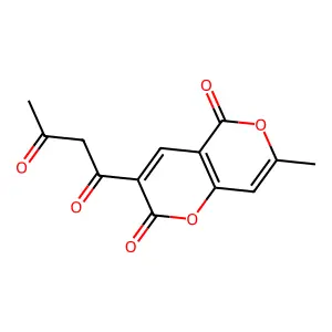 3-acetoacetyl-7-methyl-2H,5H-pyrano[4,3-b]pyran-2,5-dione structure