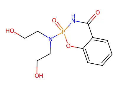 2-(Bis(2-hydroxyethyl)amino)-2,3-dihydro-1,3,2-benzoxazaphosphorin-4-one 2-oxide structure