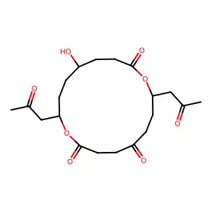 13-Hydroxy-8,16-bis(2-oxopropyl)-1,9-dioxacyclohexadecane-2,5,10-trione structure