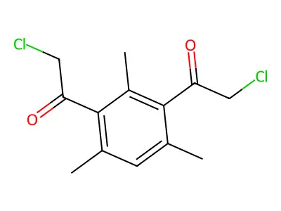 2-Chloro-1-(3-(2-chloroacetyl)-2,4,6-trimethylphenyl)ethan-1-one structure
