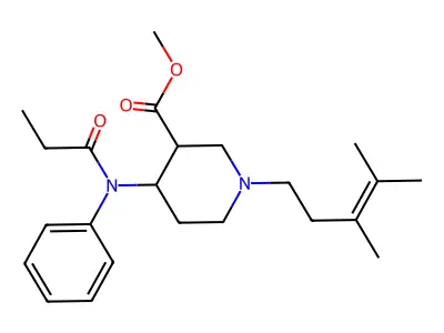 3-Piperidinecarboxylic acid, 1-(3,4-dimethyl-3-pentenyl)-4-((1-oxopropyl)phenylamino)-, methyl ester structure