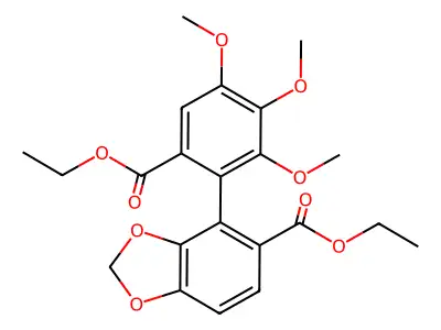 1,3-Benzodioxole-5-carboxylic acid, 4-(6-(ethoxycarbonyl)-2,3,4-trimethoxyphenyl)-, ethyl ester structure