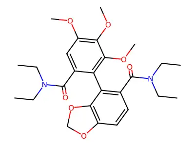 1,3-Benzodioxole-5-carboxamide, N,N-diethyl-4-(6-((diethylamino)carbonyl)-2,3,4-trimethoxyphenyl)- structure