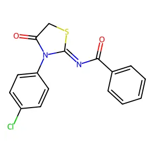 N-[(2Z)-3-(4-chlorophenyl)-4-oxo-1,3-thiazolidin-2-ylidene]benzamide structure