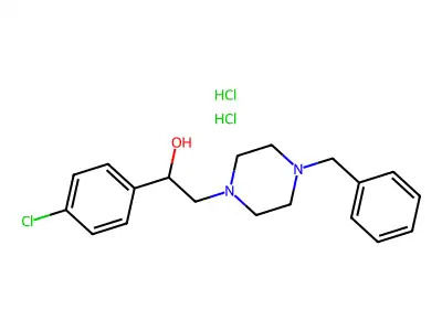2-(4-Benzylpiperazin-1-yl)-1-(4-chlorophenyl)ethan-1-ol--hydrogen chloride (1/2) structure